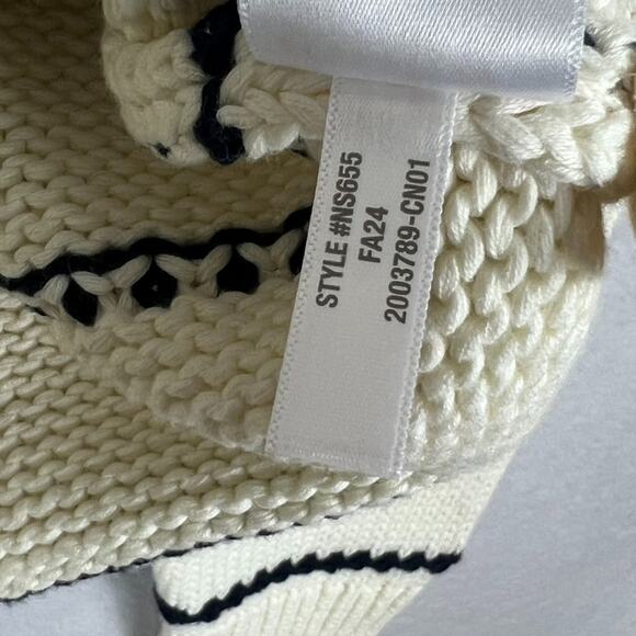 Madewell Sweater Womens Size L Textured Cotton Crewneck Ivory Navy Stripe NWT - Picture 6 of 10